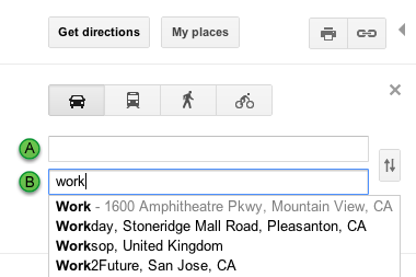 Google Maps - Home/Work