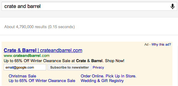 AdWords Email Entry Box