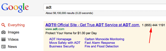 AdWords Phone Extensions