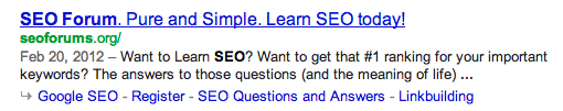Google Sitelinks with Arrows