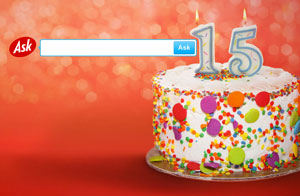 Ask.com 15 Years Old Logo