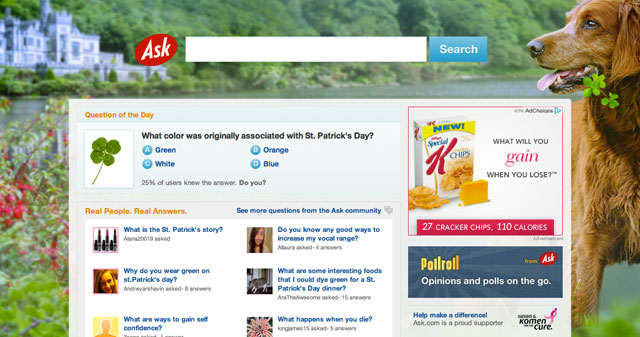 Ask.com's St. Patrick's Day Theme