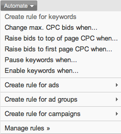 AdWords Automated Rules