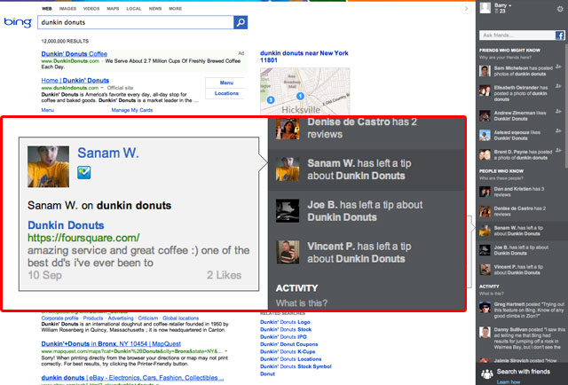 Bing Foursquare