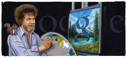 Bob Ross Google Logo - 70th Birthday Doodle