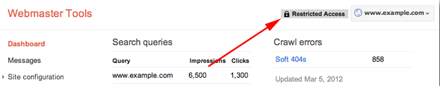 restricted Webmaster Tools access