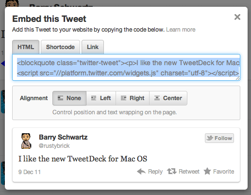 embed tweet