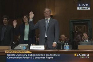 Eric Schmidt Swearing In At Anti Trust Hearing