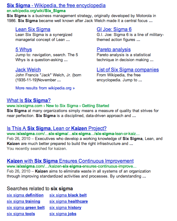 four Google results