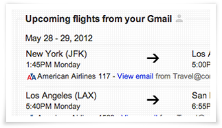 Gmail Flights in Search