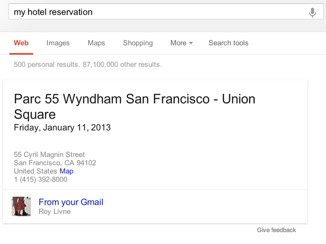 Gmail Hotel Search
