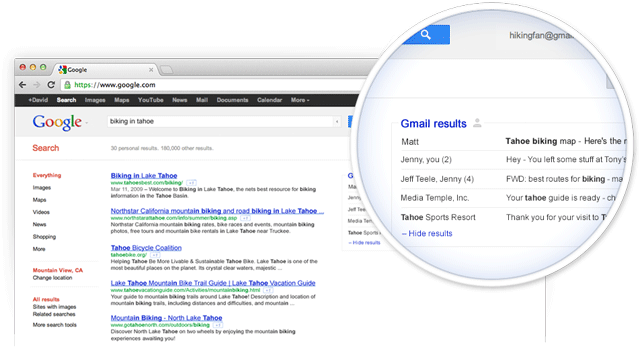 Gmail in Search Results