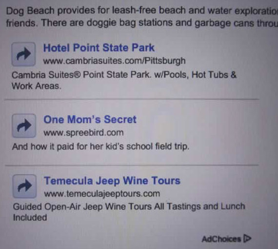 Google AdSense Blue Arrows