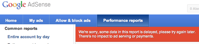 Google AdSense Delayed Reporting Warning