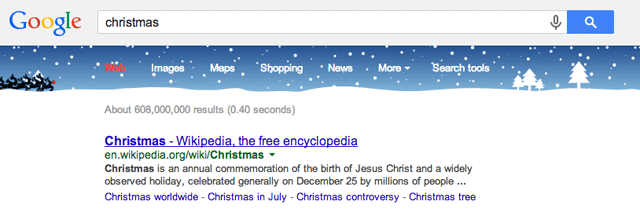 you search for christmas related terms you may see it