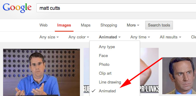 Google Image Search: Filter Animated Or Transparent Images
