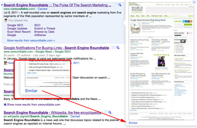 Google Instant Previews with Similar