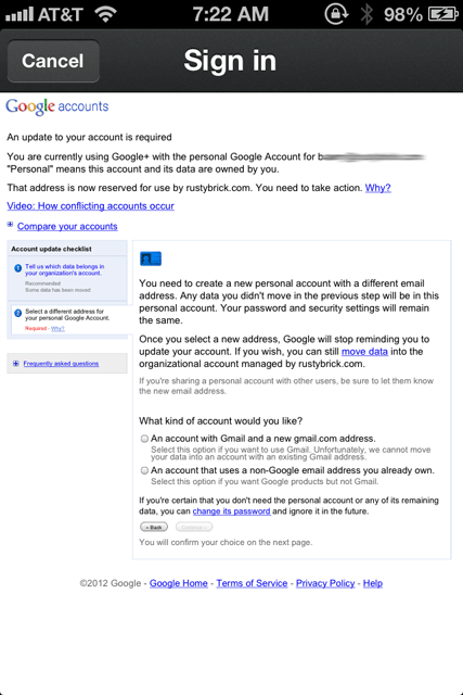 Google+ iPhone Migration Issue