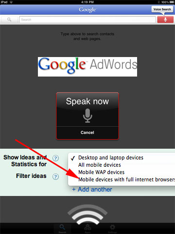 Tablet Google Keyword Tool