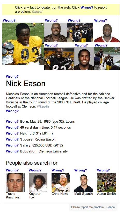 wrong Google knowledge graph