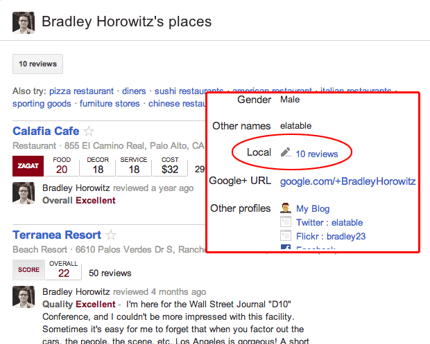 Google+ Local Friend Reviews