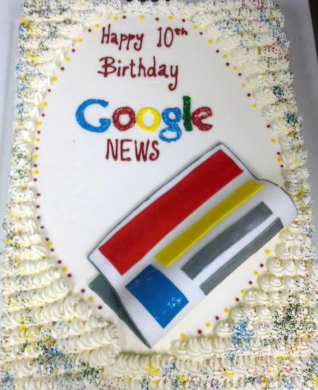 Google News Birthday Cake