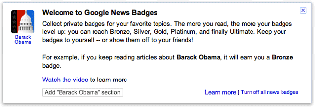 Google News Badge Welcome