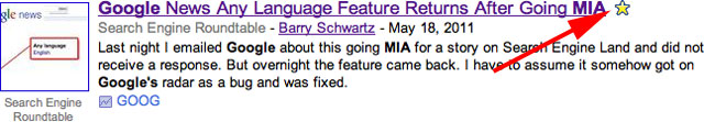 Google News Starring Results On