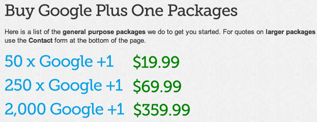 Google Plus One Packages