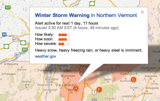 Google Maps Public Alert Detail