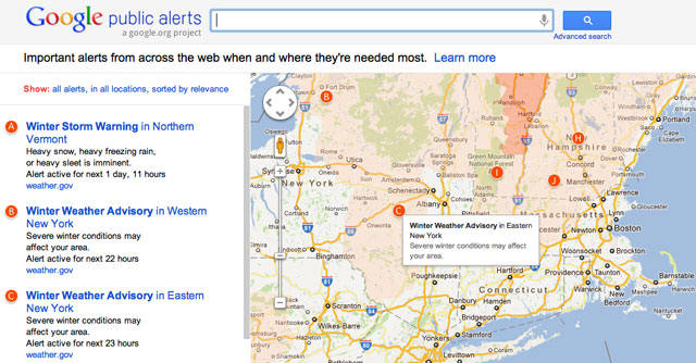 Google Maps Public Alert