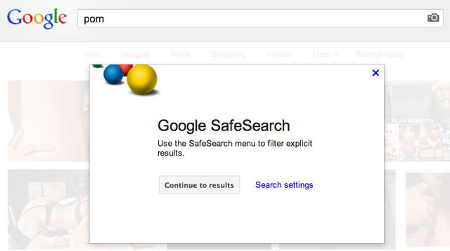 Google Images SafeSearch Warning