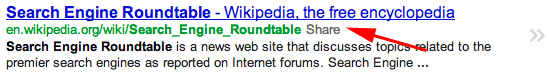 Google Share Suchergebnisse
