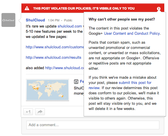 Google+ Violation