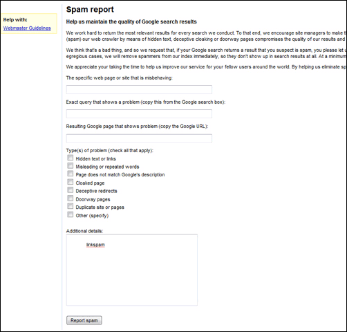 old google spam report picture