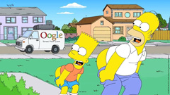 Homer & Bart Mooning The Google Street View Car