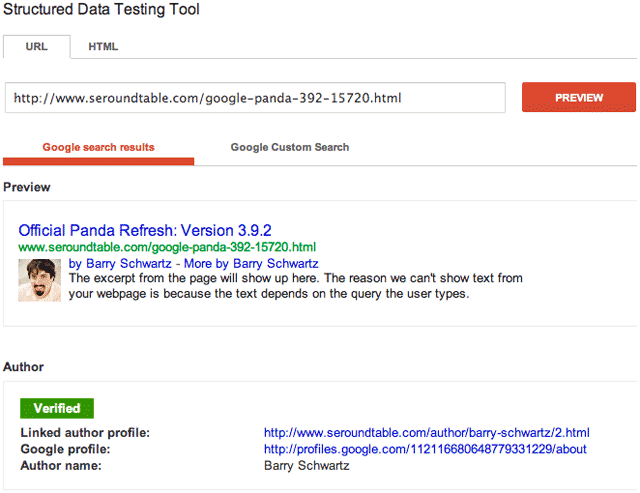Google Structured Data Testing Tool