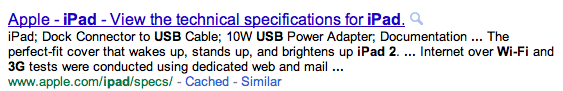 URL below Google snippet