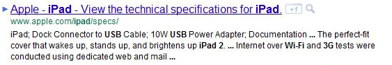 URL above Google snippet