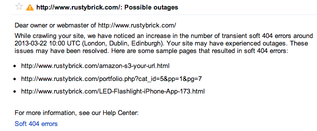 Google Webmaster Tools Possible Outage