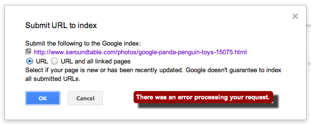 Google Fetch As GoogleBot Submission Error