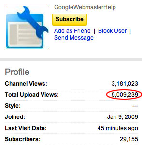 Google Webmaster Help YouTube Channel Surpasses 5 Million Views