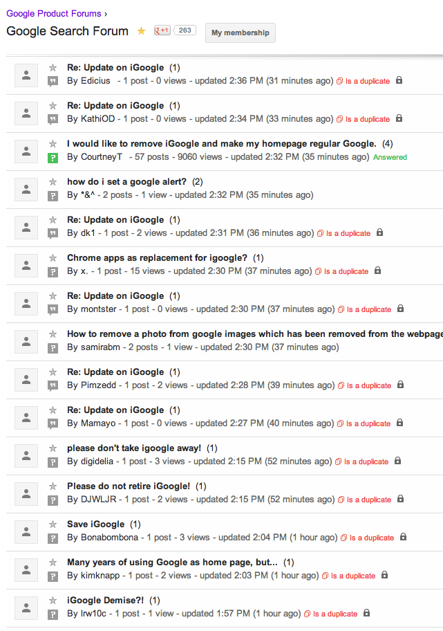 iGoogle Complaints