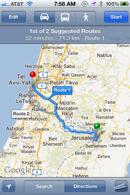 Google Maps Israel Directions