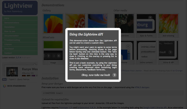 Lightbox effect