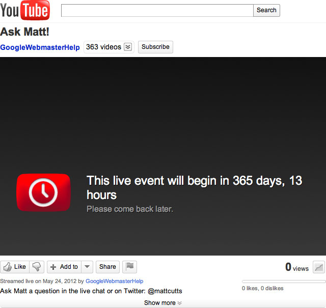 Ask Matt on YouTube Live