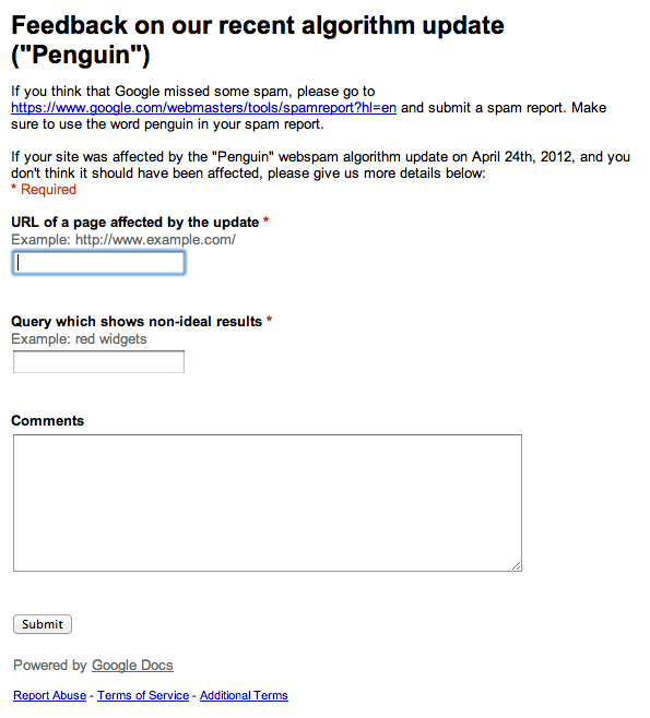 Penguin Feedback Form