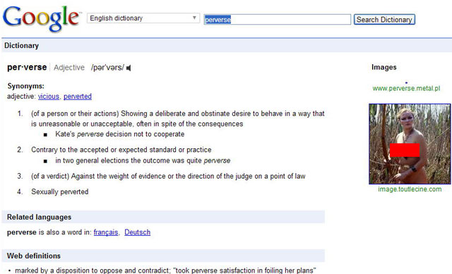 Google Dictionary Nudity