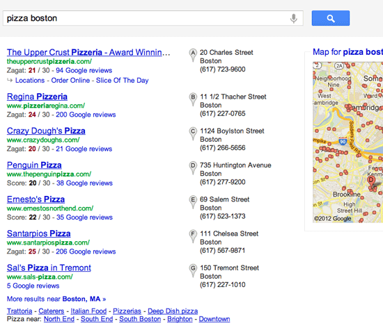 Google+ Local Zagat Scores