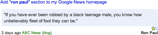 Google News Ron Paul Racist